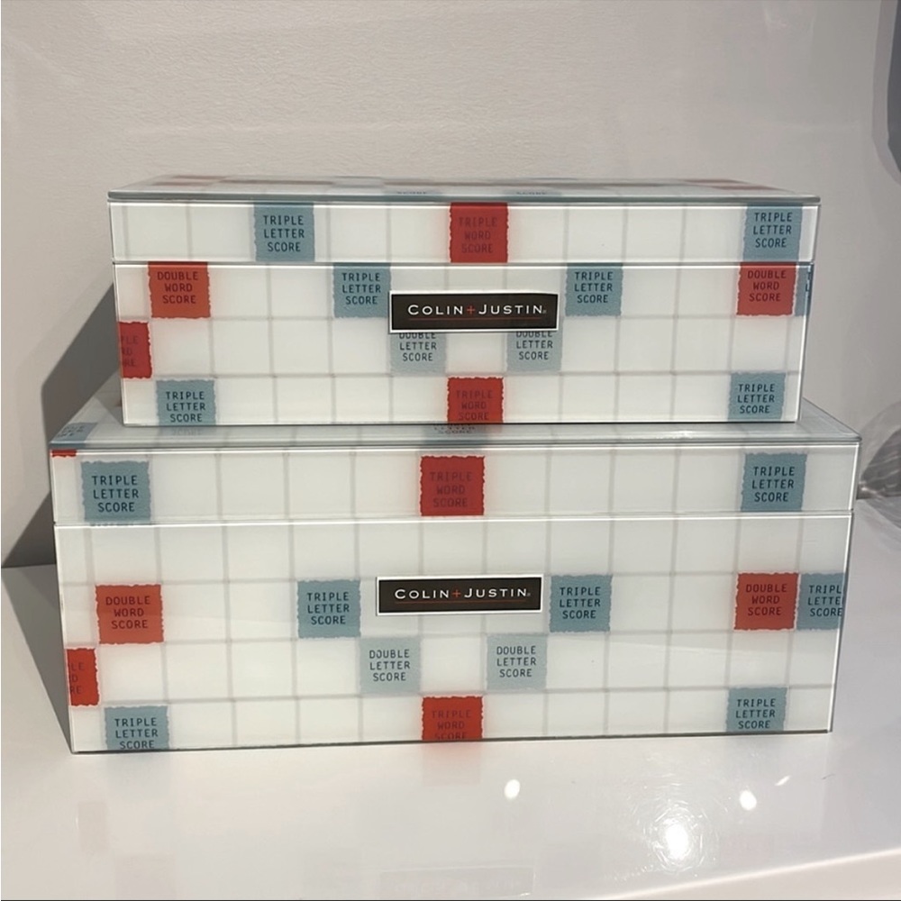 Gorgeous Colin + Justin Decorative Glass Scrabble Keepsake Boxes Small Size